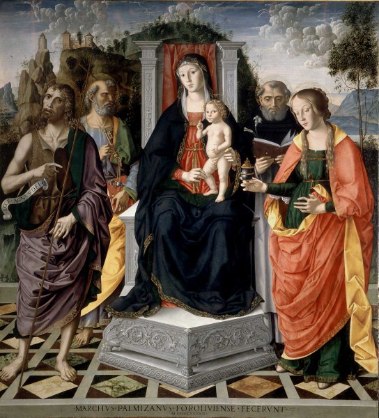 Madonna and Child Enthroned with Saints John the Baptist, Peter, Dominic and Mary Magdalene
