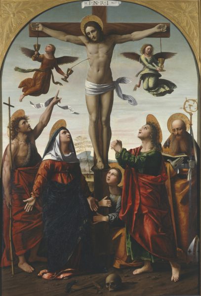 Crocifissione con la Vergine e i santi Giovanni Battista, Maddalena, Giovanni Evangelista e Agostino