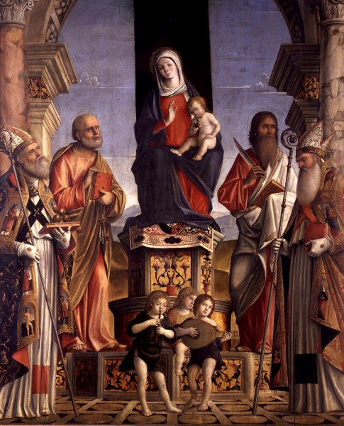 Madonna and Child Enthroned with Saints Nicholas, Peter, Bartholomew and Augustine