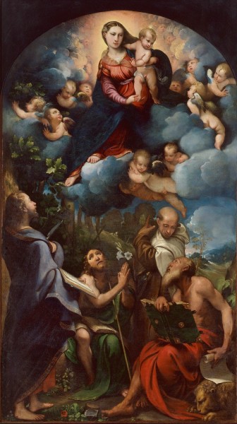 La Madonna col Bambino in gloria e i santi Bartolomeo, Giovanni Battista, Alberto e Girolamo