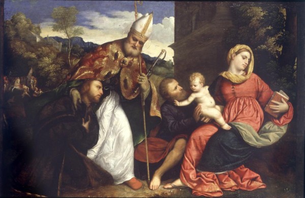 Sacra Famiglia e Sant’Ambrogio che presenta un donatore