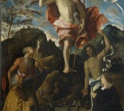 Resurrezione di Cristo, i Santi Girolamo, Giovanni Battista e i committenti Ottaviano e Domitilla Vimercati in preghiera