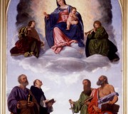 Madonna in Glory with the Christ Child, Two Angels Musicians, St. Peter, St. Dominic, St. Paul and St. Jerome (Pesaro Altarpiece)
