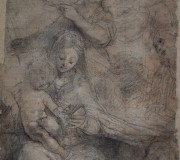 Madonna col Bambino incoronata da un angelo e due figure