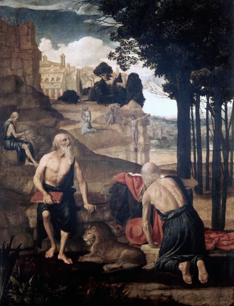 Scene dalla vita di san Girolamo, san Francesco in estasi e frate Leone