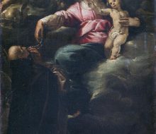 Madonna of the Rosary with the Christ Child, St. Dominic and two Angels