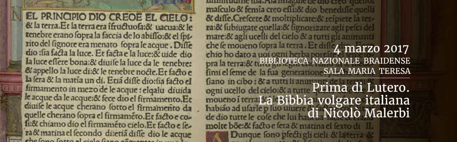 Prima di Lutero. La Bibbia volgare italiana di Nicolò Malerbi