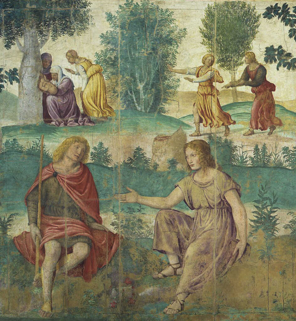 Scena mitologica con la nascita di Adone sullo sfondo