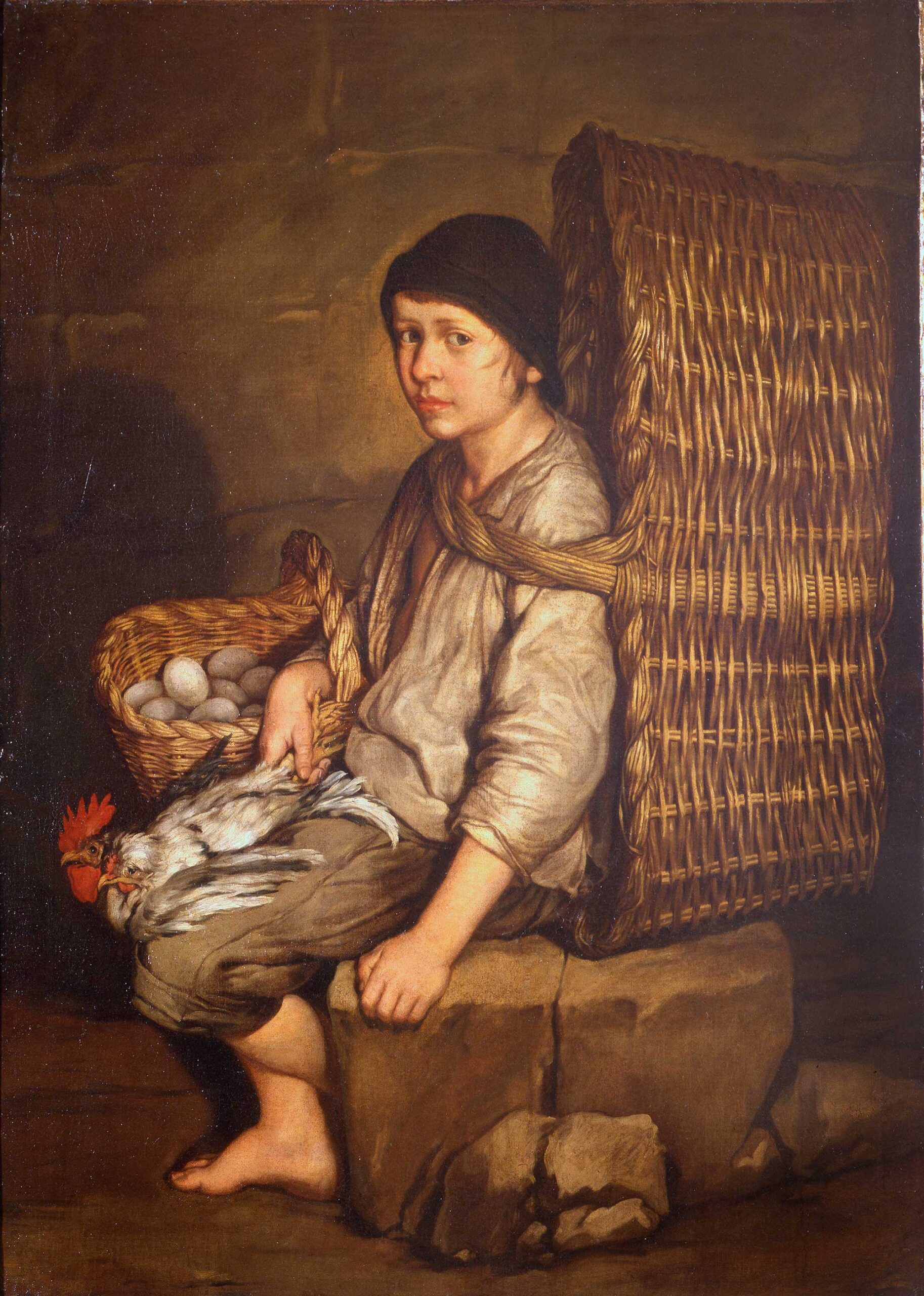 20 - Giacomo Ceruti, <em>Portarolo seduto con cesta a tracolla uova e pollame </em>