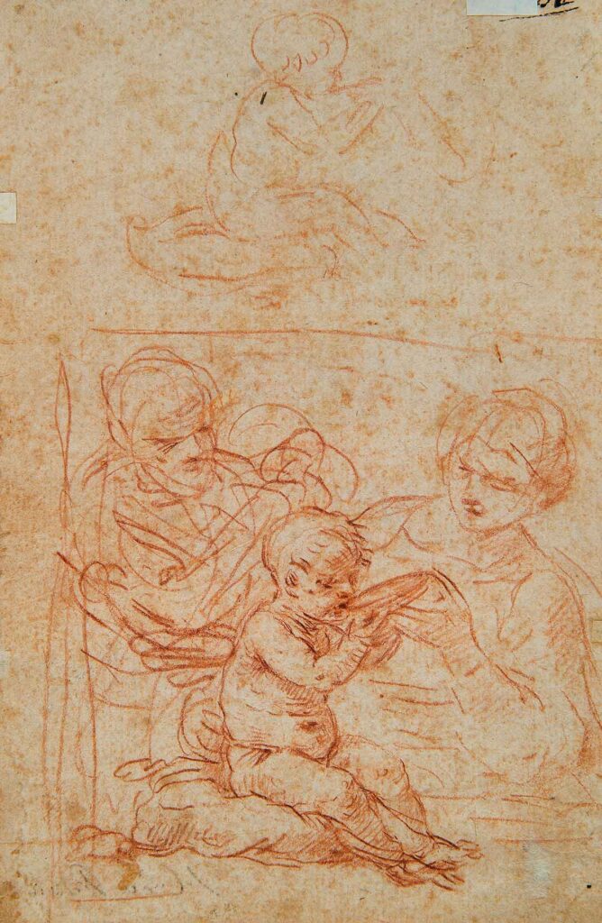 Studio per Madonna col Bambino sotto una tenda (r.) &#8211; Studio per Madonna della pappa (v.)
