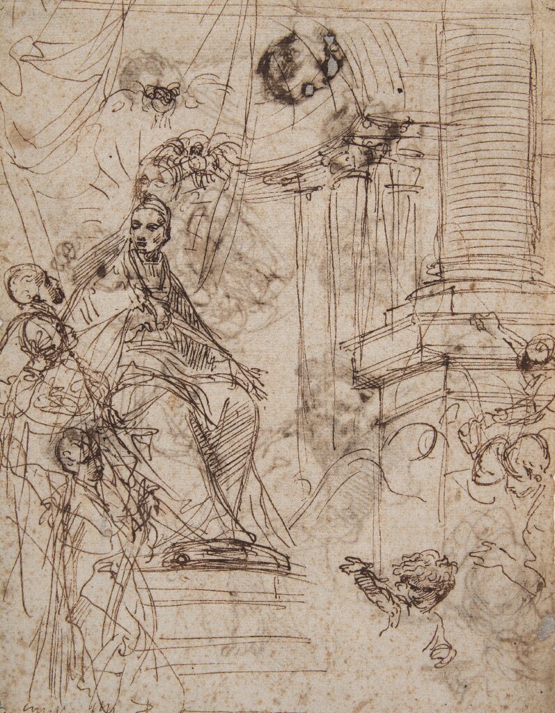 Studio per l’elemosina di san Gregorio (recto) – Studi di figure e di teste (verso)